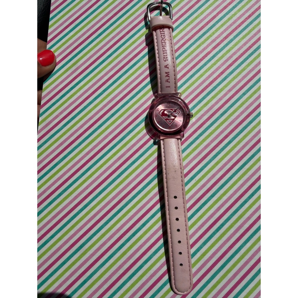 Vintage Armitron Supergirl Watch Pink DC Comics I Am A Supergirl Leather Strap